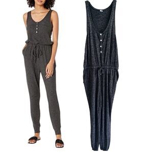 Old Navy Jumpsuit Womens Size S Black Space Dye Sleeveless